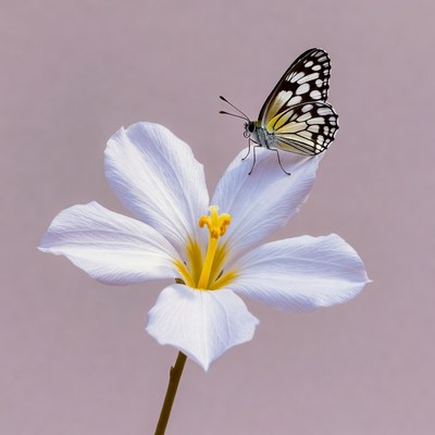 White Butterfly on White Flower