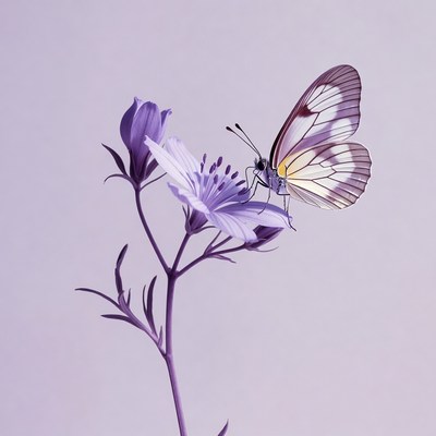 White butterfly on purple flower