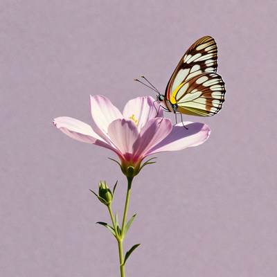 Butterfly on pink flower