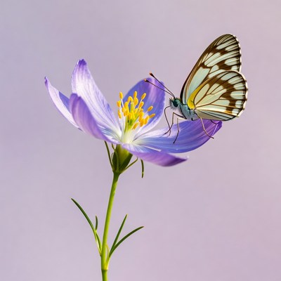 White butterfly on purple flower