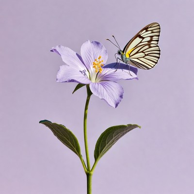 White Butterfly on Purple Flower