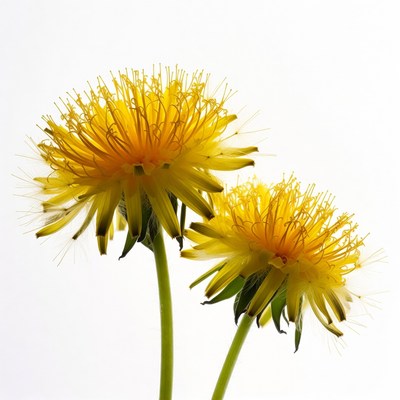 Two Dandelions on White Background