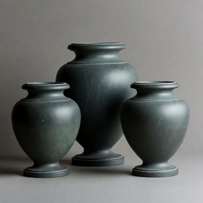Three Gray Stone Vases