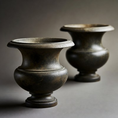 Pair of antique bronze urns
