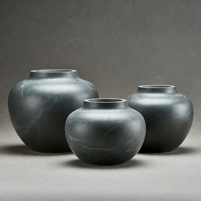 Three Gray Marble Vases