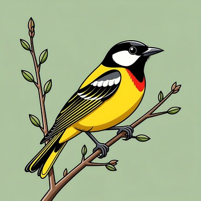 Great Tit Bird on Branch