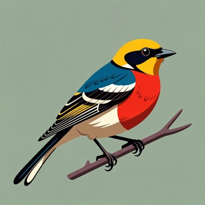 Colorful Gouldian Finch on Branch