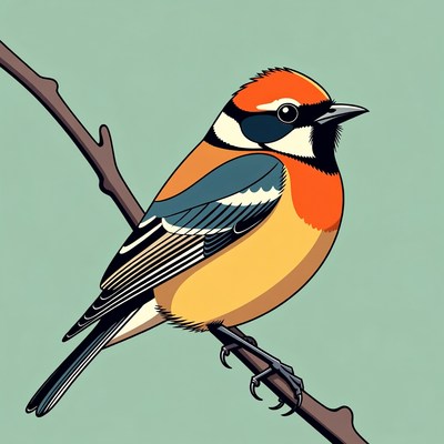 Colorful bird perched on branch