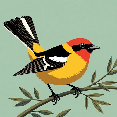 Red-headed Finch on Branch