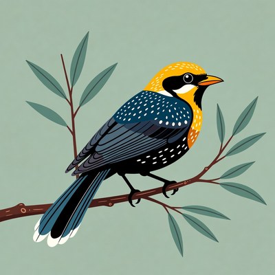 Golden-breasted Starling on branch
