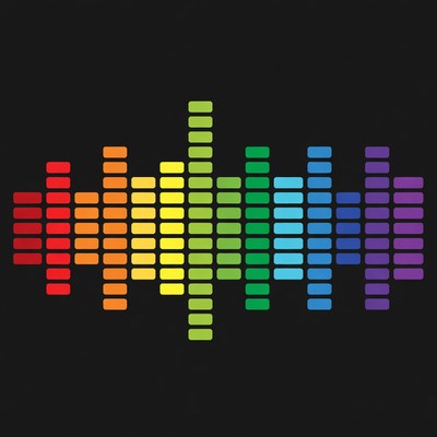 Rainbow equalizer bars on black