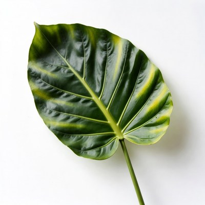 Variegated Monstera Leaf on White