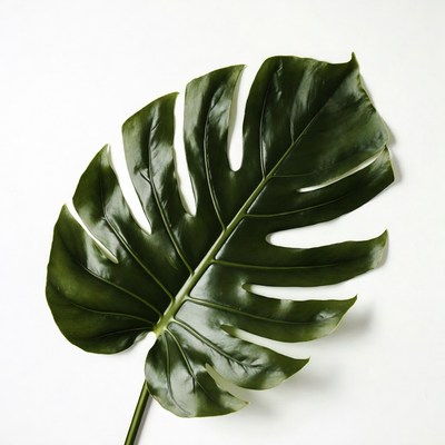 Monstera Leaf on White Background