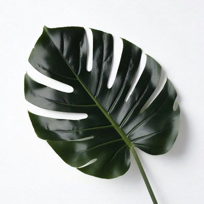 Monstera Leaf on White Background