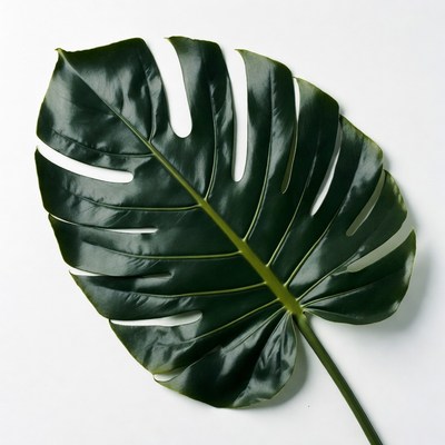 Monstera Leaf on White Background