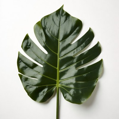 Monstera Leaf on White Background