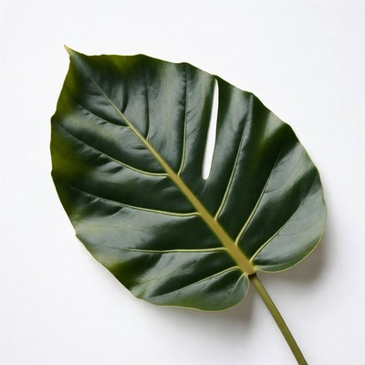Monstera Leaf on White Background
