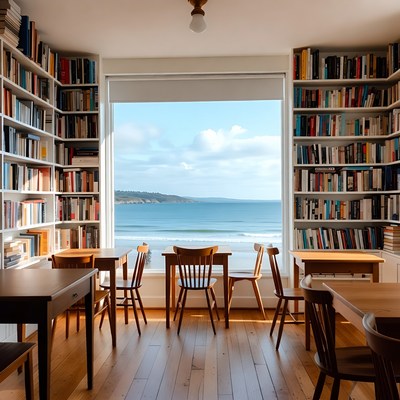 Bookshelves Framing Ocean View