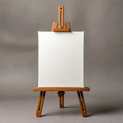 Wooden Easel with Blank Canvas