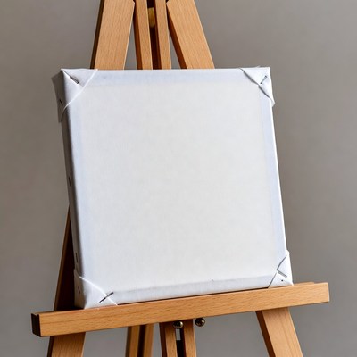 Blank canvas on wooden easel