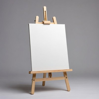Wooden Easel with Blank Canvas