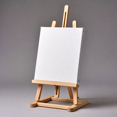 Wooden Easel with Blank Canvas