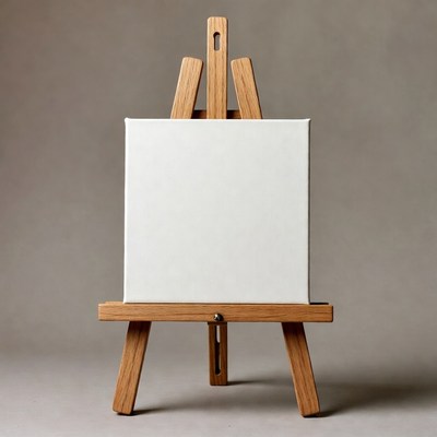 Wooden Easel with Blank Canvas