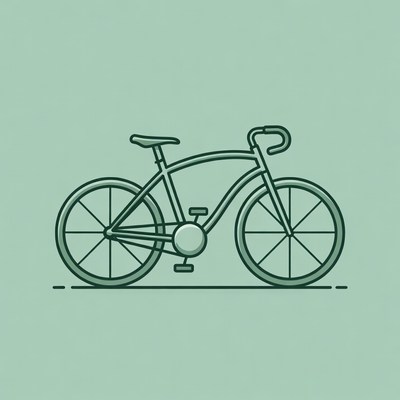 Green line art bicycle illustration