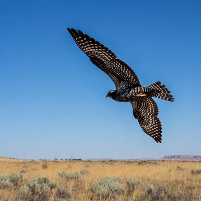 Spotted Eagle Flying Over Grassland