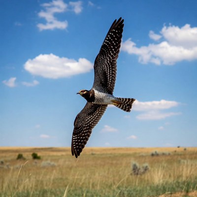 Greater Roadrunner Flying over Grassland