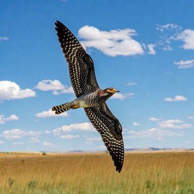Barred Buttonquail Flying over Grassland