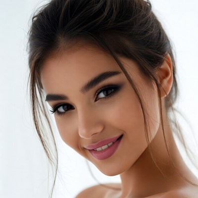 Smiling woman with dark hair