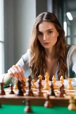 Woman playing chess