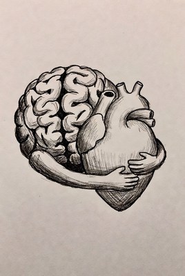 Brain Hugging Heart Illustration
