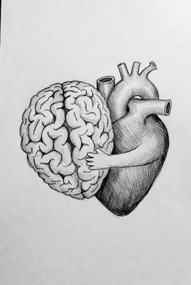 Brain Hugging Heart Illustration