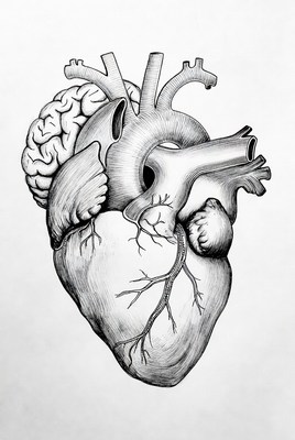 Heart and Brain Anatomical Sketch