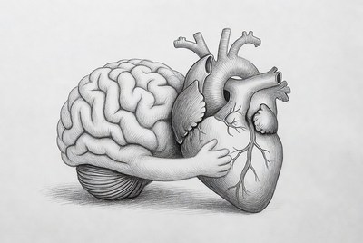 Brain Hugging Heart Illustration