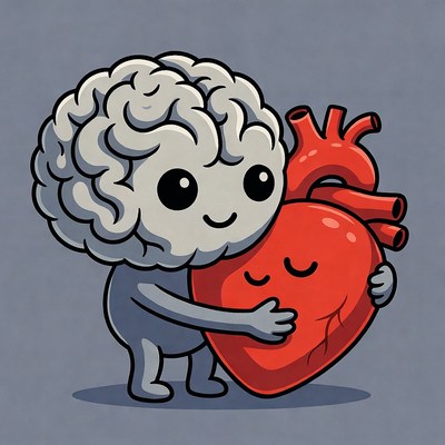 Brain Hugging Heart Illustration