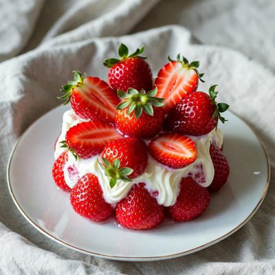 Strawberry Shortcake on Plate