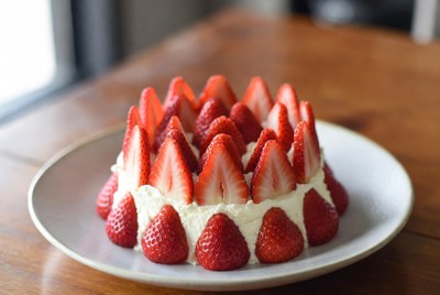 Strawberry Cream Cake on Plate