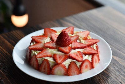 Strawberry Cream Cake on Plate