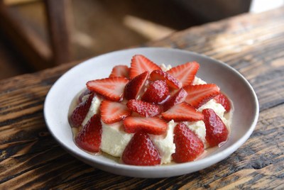 Strawberries on Creamy Dessert