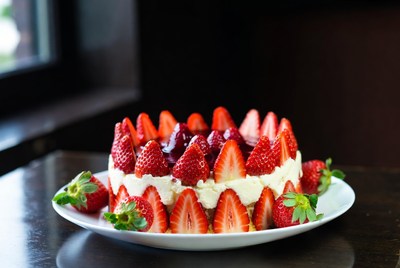 Strawberry Cream Cake on Plate