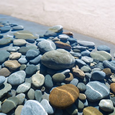 Colorful pebbles on beach shore