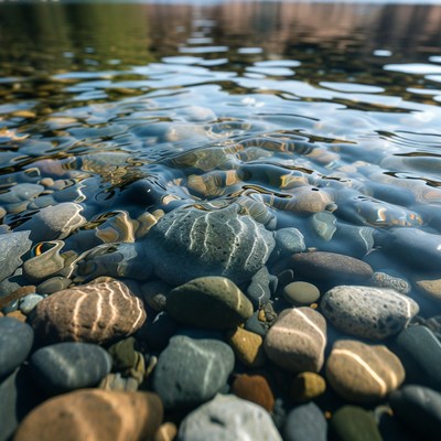 Clear water over colorful pebbles