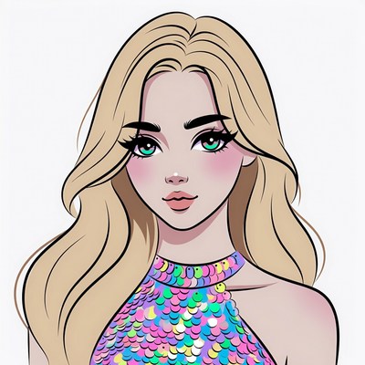 Blonde woman in sequin dress