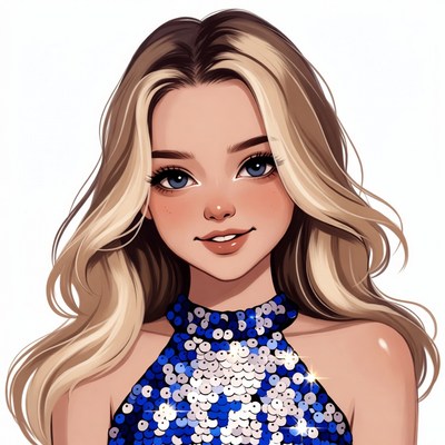 Blonde woman in sequin dress portrait