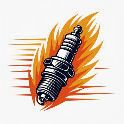 Spark Plug with Flames