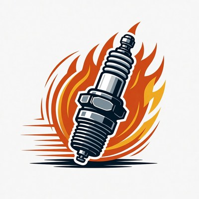 Spark Plug with Flames