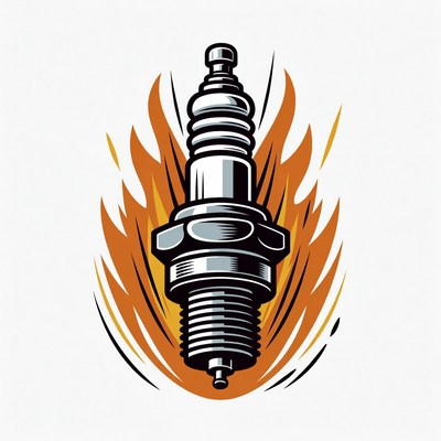 Spark Plug with Flames